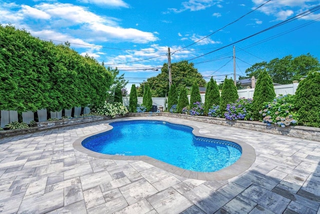 709 Demott Ct, Westbury, NY 11590 - view of swimming pool featuring a fenced backyard and a patio area