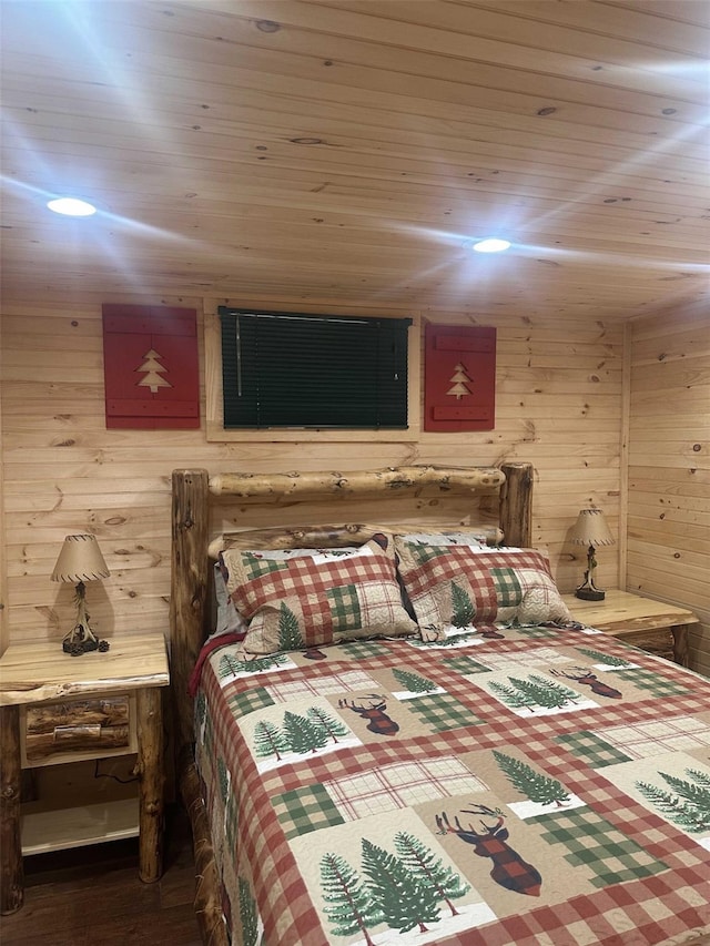 989 Chiloway Rd, Roscoe, NY 13856 - bedroom with wood finished floors, wooden ceiling, and wooden walls