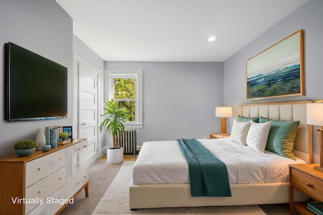 26 Rosedale Ave, Freeport, NY 11520 - carpeted bedroom featuring radiator heating unit and recessed lighting