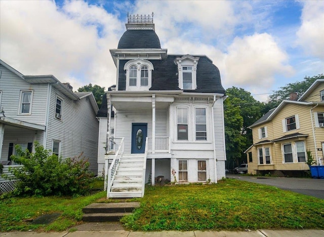 97 E Main St, Middletown, NY 10940 - view of front of property with mansard roof, stairs, and covered porch