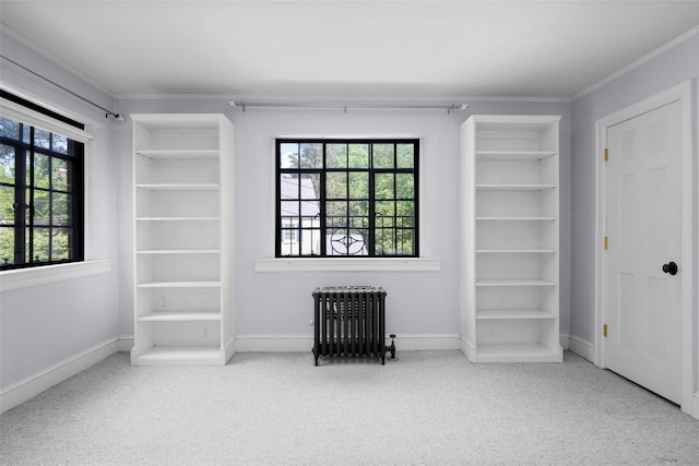 1 Highwood Way, Larchmont, NY 10538 - unfurnished bedroom featuring radiator heating unit, carpet, and crown molding