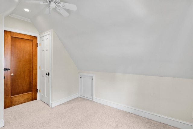 1 Highwood Way, Larchmont, NY 10538 - additional living space featuring lofted ceiling, carpet flooring, recessed lighting, and a ceiling fan