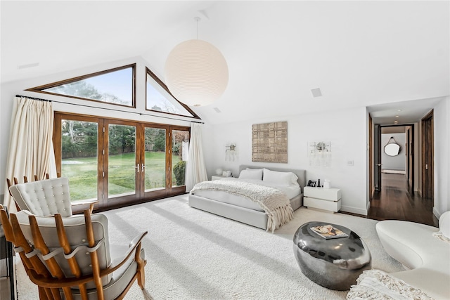 178 Skimhampton Rd, Amagansett, NY 11937 - carpeted bedroom featuring french doors and vaulted ceiling