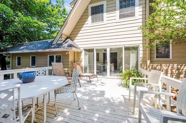 34 Elm St, Great Neck, NY 11021 - wooden deck featuring outdoor dining space