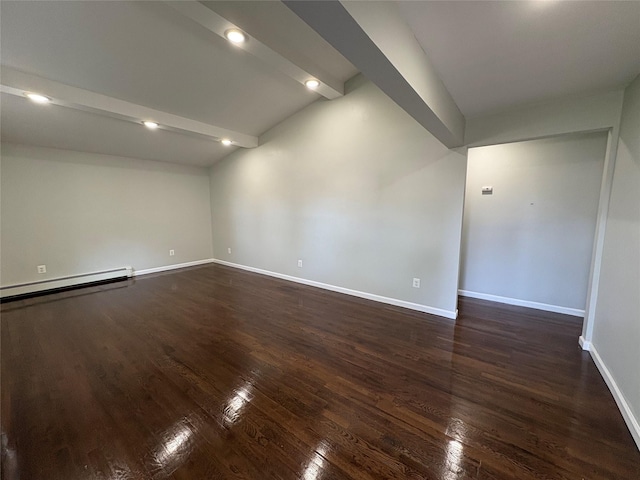 9 Holt St, Amityville, NY 11701 - unfurnished room with baseboard heating and dark wood-style floors
