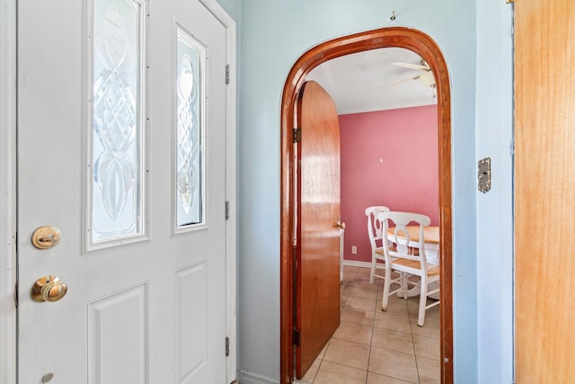 46-27 195th St, Flushing, NY 11358 - entryway with arched walkways and light tile patterned flooring