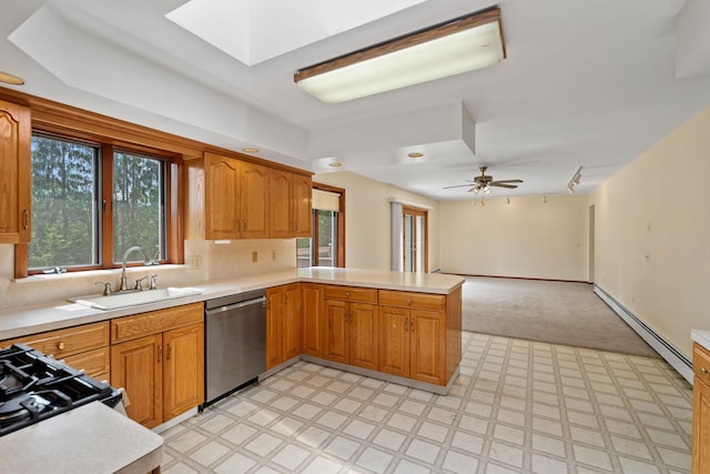 41-59 Fox Mountain Rd, Livingston Manor, NY 12758 - kitchen with dishwasher, a baseboard heating unit, light floors, and healthy amount of natural light