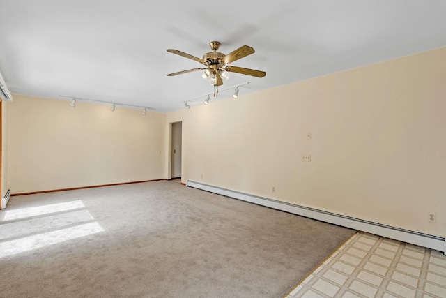 41-59 Fox Mountain Rd, Livingston Manor, NY 12758 - spare room featuring track lighting, baseboard heating, and a ceiling fan