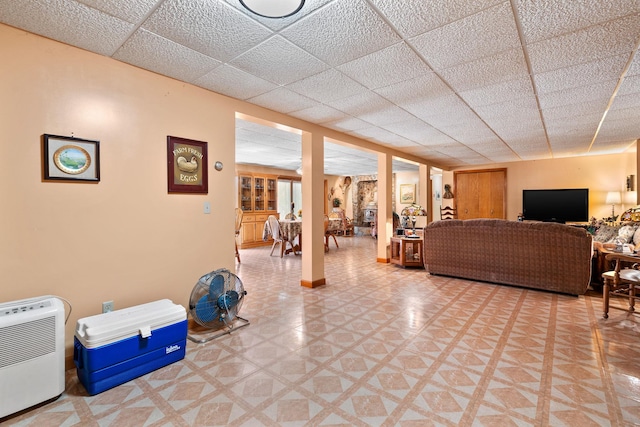 41-59 Fox Mountain Rd, Livingston Manor, NY 12758 - living room featuring a paneled ceiling and light floors