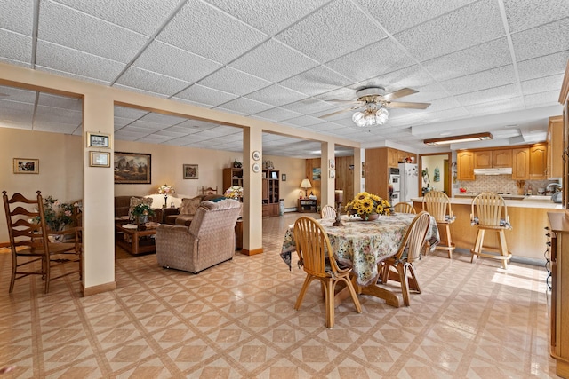 41-59 Fox Mountain Rd, Livingston Manor, NY 12758 - dining space featuring light floors, a ceiling fan, and a paneled ceiling