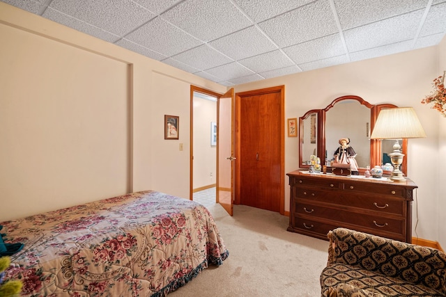 41-59 Fox Mountain Rd, Livingston Manor, NY 12758 - bedroom featuring a paneled ceiling, light carpet, and a closet
