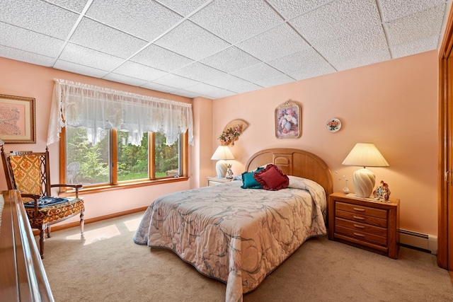 41-59 Fox Mountain Rd, Livingston Manor, NY 12758 - carpeted bedroom featuring baseboard heating and a drop ceiling