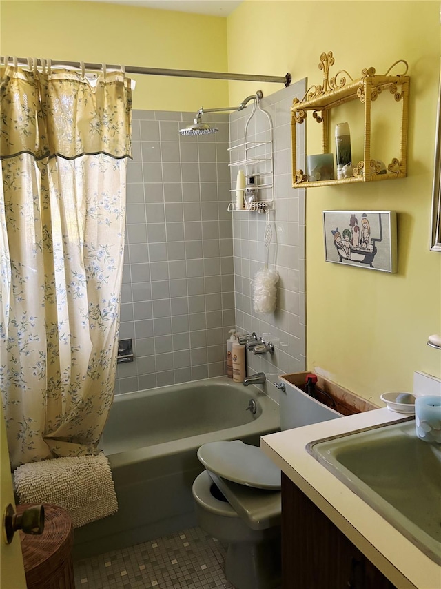 49 Sayres Path, Wainscott, NY 11975 - full bath with tile patterned floors, shower / bath combo with shower curtain, and vanity
