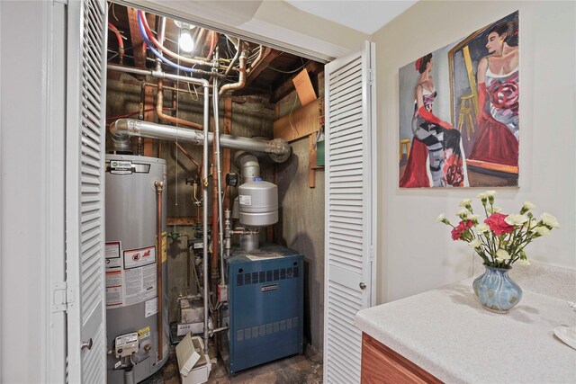 6404 78th St, Middle Village, NY 11379 - utility room featuring gas water heater and a heating unit