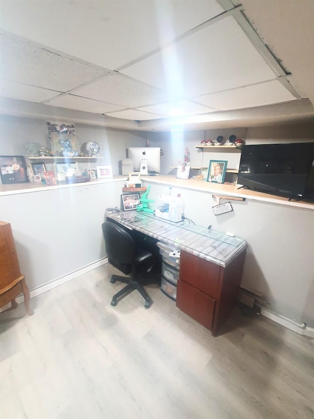 12826 Gotham Rd, South Ozone Park, NY 11420 - home office featuring wood finished floors and a paneled ceiling