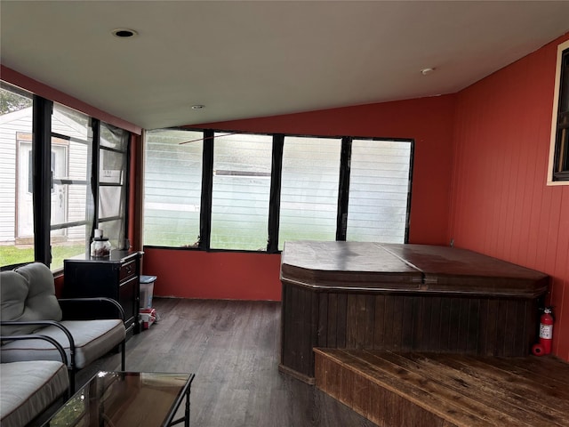 179 Clinton Ave, East Patchogue, NY 11772 - sunroom / solarium with a hot tub, vaulted ceiling, and plenty of natural light