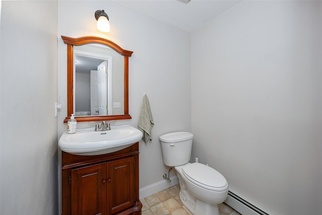 10 Tobacco Ln, Red Hook, NY 12571 - half bathroom featuring a baseboard radiator, vanity, and tile patterned flooring