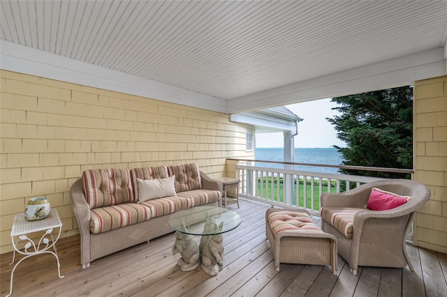 4510 Peconic Bay Blvd, Laurel, NY 11948 - wooden terrace featuring an outdoor hangout area and a water view