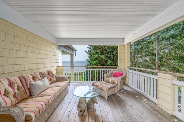 4510 Peconic Bay Blvd, Laurel, NY 11948 - wooden deck featuring an outdoor hangout area and a water view