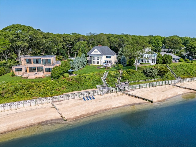 4510 Peconic Bay Blvd, Laurel, NY 11948 - drone / aerial view of a nearby body of water and a heavily wooded area