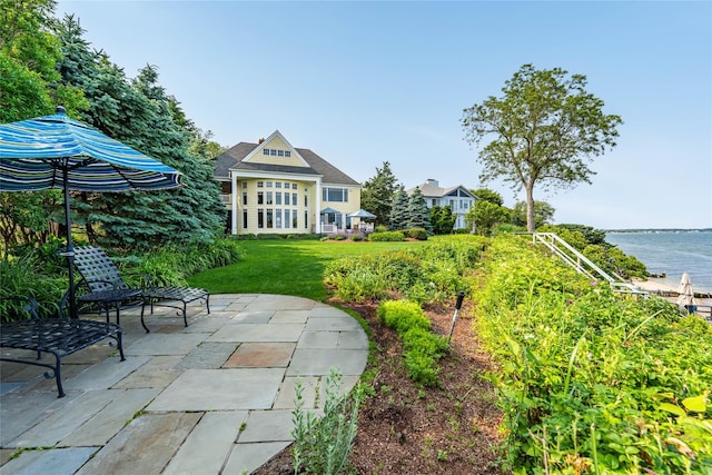 4510 Peconic Bay Blvd, Laurel, NY 11948 - view of grassy yard featuring a patio and a water view