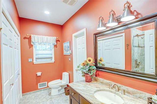 122 Cambon Ave, Saint James, NY 11780 - full bathroom featuring vanity, a tile shower, and tile patterned floors