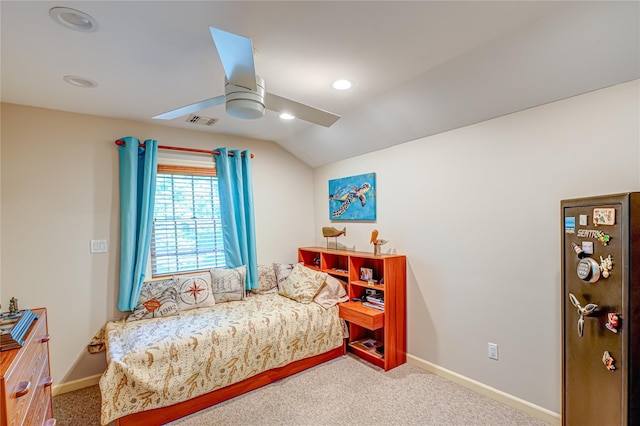 122 Cambon Ave, Saint James, NY 11780 - carpeted bedroom featuring ceiling fan, recessed lighting, and lofted ceiling