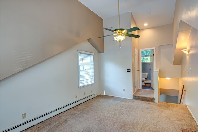 122 Cambon Ave, Saint James, NY 11780 - bonus room with a baseboard heating unit, plenty of natural light, a ceiling fan, carpet floors, and vaulted ceiling