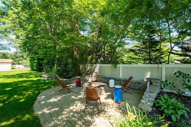 122 Cambon Ave, Saint James, NY 11780 - view of yard with a fire pit and a patio area