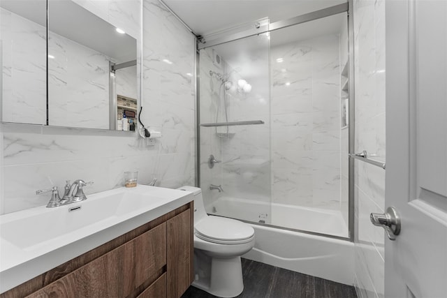 150-38 Union Tpke Unit 7R, Flushing, NY 11367 - bathroom with vanity, wood finished floors, and enclosed tub / shower combo
