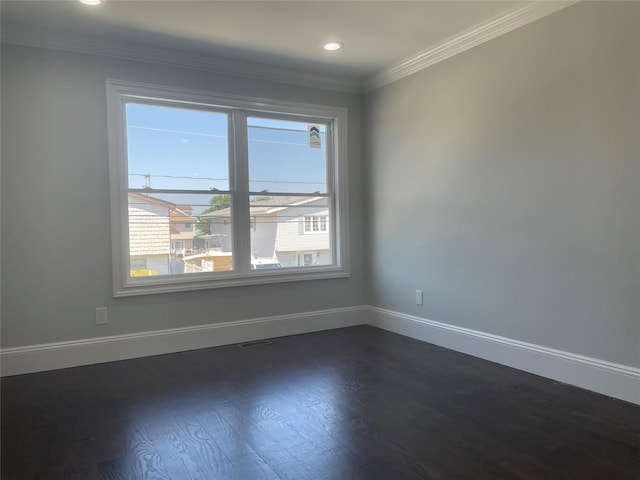503 Nassau Ave, Freeport, NY 11520 - empty room featuring dark wood-style flooring, recessed lighting, and ornamental molding
