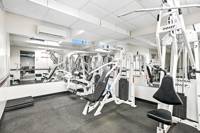 1255 N Ave Unit 2F, New Rochelle, NY 10804 - workout area with a wall unit AC and a drop ceiling