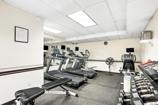 1255 N Ave Unit 2F, New Rochelle, NY 10804 - exercise room featuring a paneled ceiling