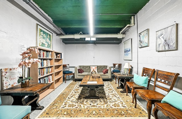 1255 N Ave Unit 2F, New Rochelle, NY 10804 - living room with concrete block wall