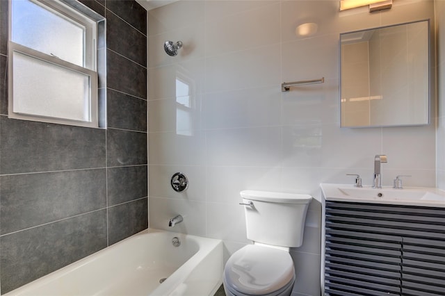 89-25 127th St, Richmond Hill, NY 11418 - full bath with tile walls, washtub / shower combination, and vanity