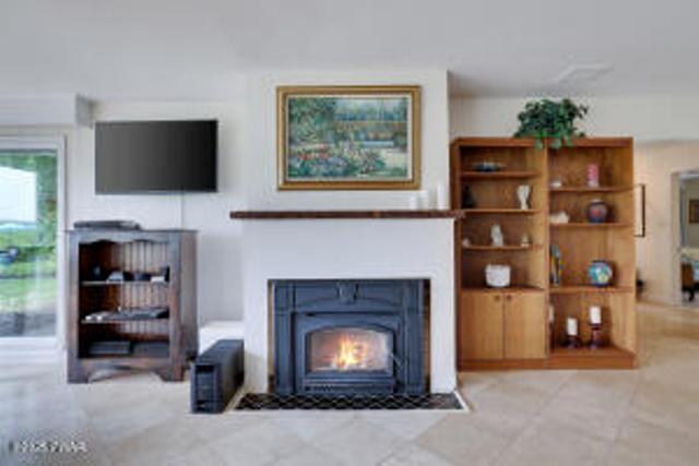 312 E Ann St, Milford, PA 18337 - living area featuring a fireplace with flush hearth