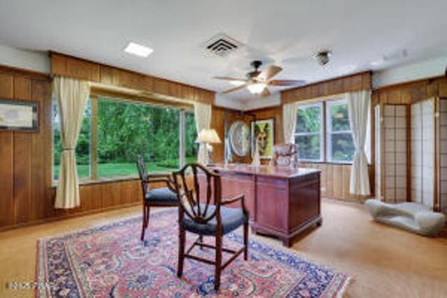 312 E Ann St, Milford, PA 18337 - office area with wood walls and a ceiling fan