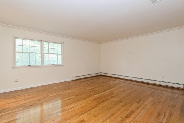 2 Demarest Rd, Chestnut Ridge, NY 10977 - empty room featuring light wood finished floors, ornamental molding, and a baseboard radiator