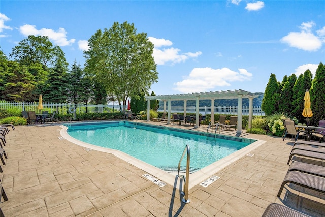 402 Waterview Dr, Poughkeepsie, NY 12601 - community pool featuring a pergola, a patio, and outdoor dining area