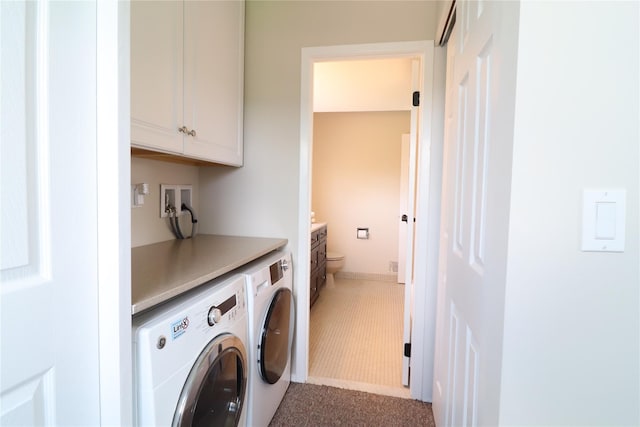 18 Hastings Ct Unit E, Yorktown Heights, NY 10598 - washroom featuring cabinet space, separate washer and dryer, and carpet floors