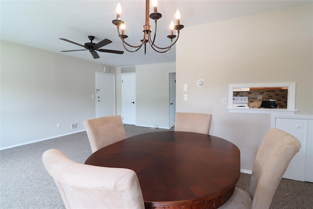18 Hastings Ct Unit E, Yorktown Heights, NY 10598 - carpeted dining area featuring a chandelier and a ceiling fan