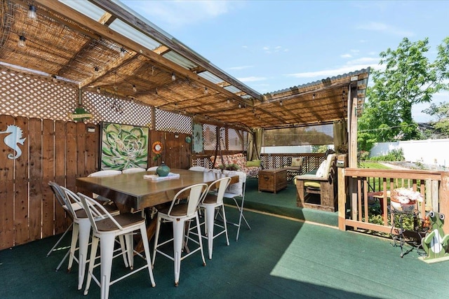 2 Croydon Dr, North Bellmore, NY 11710 - wooden terrace featuring a pergola and outdoor lounge area