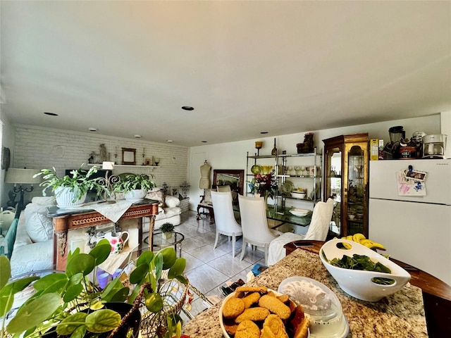 48 Marlene Dr, Syosset, NY 11791 - dining area with brick wall