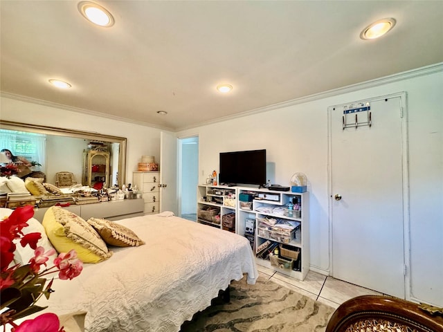 48 Marlene Dr, Syosset, NY 11791 - bedroom with ornamental molding, recessed lighting, and light tile patterned floors