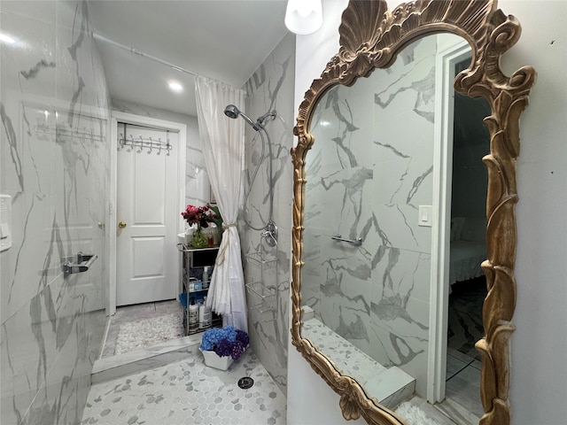 48 Marlene Dr, Syosset, NY 11791 - full bathroom with a marble finish shower and recessed lighting