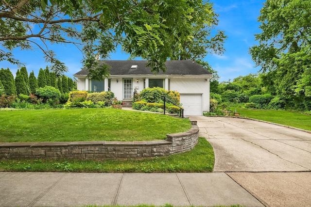 48 Marlene Dr, Syosset, NY 11791 - single story home featuring concrete driveway, a front yard, and an attached garage