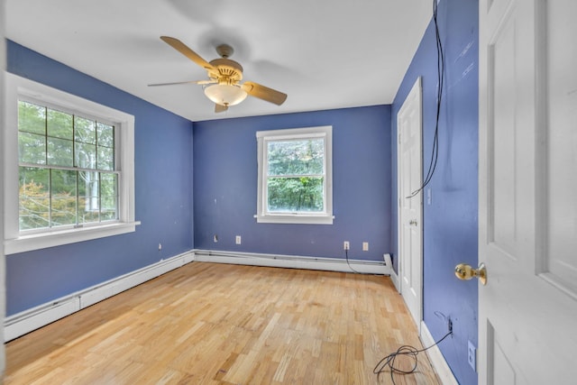 2 Gerri Ct, Wallkill, NY 12589 - unfurnished room with a baseboard heating unit, wood finished floors, and a ceiling fan