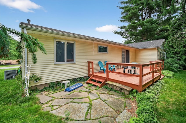 11 Seth Dr, New Hampton, NY 10958 - rear view of house with a wooden deck