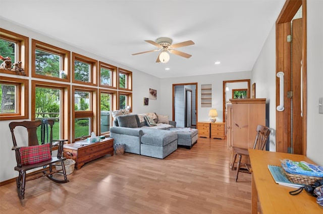 11 Seth Dr, New Hampton, NY 10958 - living area featuring light wood-style flooring, ceiling fan, and recessed lighting