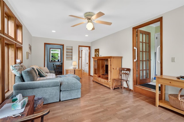 11 Seth Dr, New Hampton, NY 10958 - living room featuring light wood-style floors, ceiling fan, and recessed lighting